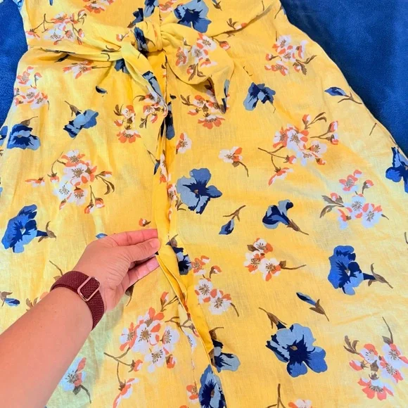 Lauren Ralph Lauren Yellow Floral Linen Shirtdress - Picture 2 of 6